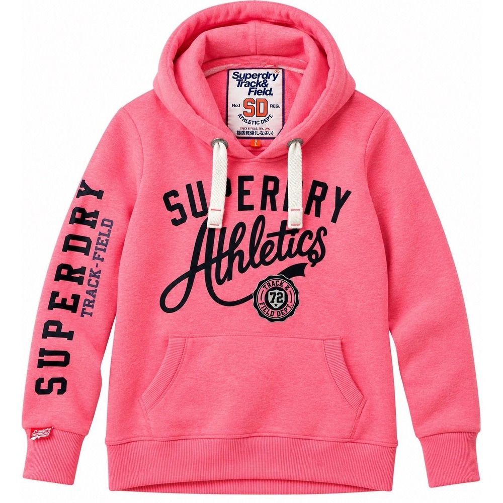 Superdry Women's Track & Field Athletics Hoodie XL Pink NWT Graphic Pullover